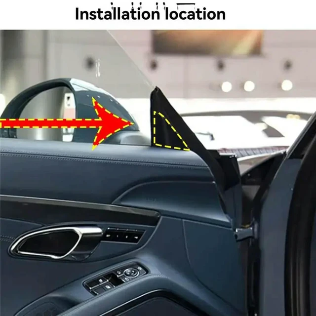 Alt view image 3 of 3 - Real Carbon Fiber A Pillar Triangle Cover For 718 911 2012-2019 Car Decorative Cover Gloss Black
