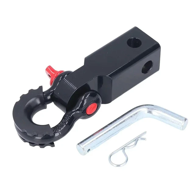 Main image of Receiver Shackle Hitch Hook 2In Universal High Strength Steel Tow For Cars Trucks Jeep Black