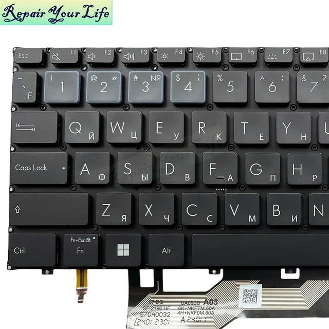 Alt view image 2 of 3 - B9403 Russian Keyboard Backlight For ExpertBook B9 OLED B9403CVA B9403CVAR 0KNX0-162PRU00 RU Laptop Parts Teclado Backlit