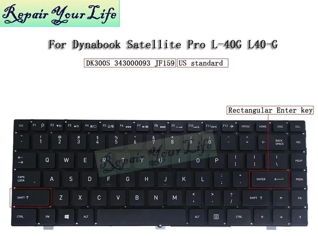 Main image of L40G US English Keyboard for Dynabook Satellite Pro L40-G, DK300S 343000093 JF159 USA Laptop Keyboards