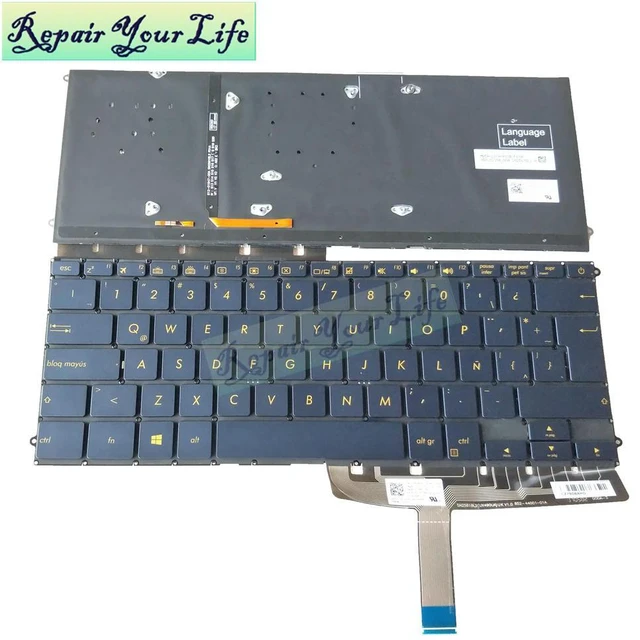 Main image of LA Laptop Keyboard Backlight for ZenBook 3 Deluxe UX490 UX490U UX490CA UX490UA Latin Blue Yellow Key 0KNB0 D632LA00 86720