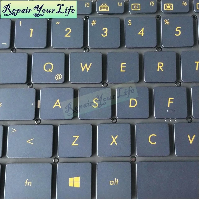 Alt view image 3 of 3 - LA Laptop Keyboard Backlight for ZenBook 3 Deluxe UX490 UX490U UX490CA UX490UA Latin Blue Yellow Key 0KNB0 D632LA00 86720