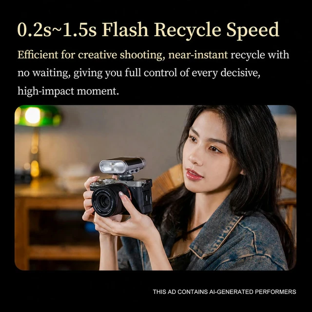 Alt view image 3 of 3 - 24W/s Hot Shoe Speedlite For Vintage Z1 Type-C Fast Charging 7 Adjustable Power Level Speedlight for DSLR & Mirrorless Cameras