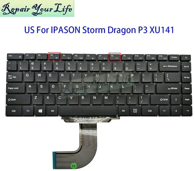 Main image of US English Keyboard For IPASON Storm Dragon P3 XU141 14' United States USA Notebook Keyboards Teclado Black Keycaps PC Parts