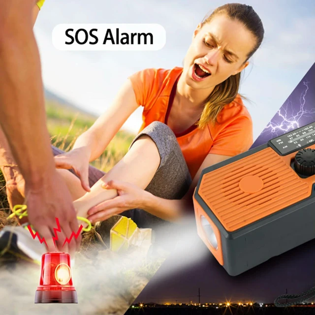 Alt view image 3 of 3 - Hand Crank Radio Multifunctional Radio AM/FM/WB NOAA Weather LED Flashlight Power Bank for Outdoor Camping Hiking