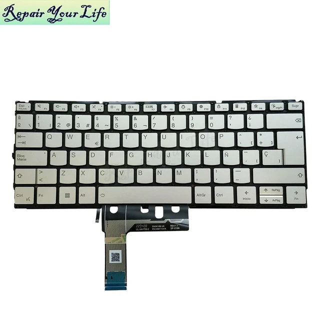 Main image of PT4UXB Spanish Keyboard Backlit For Yoga Slim 9 14IAP7 82T0 82T1 PT4UXB-SPA Spain Latin Keyboards Laptop Gold Keycaps