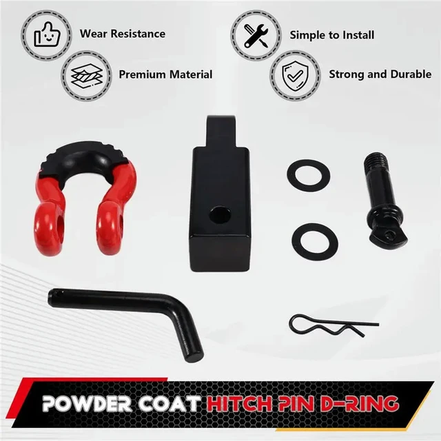 Alt view image 2 of 3 - Powder Coated Double Hole Recovery Shackle Block Hitch Receiver D-Ring Hitch Pin For SUV Trucks Jeep Off-Road