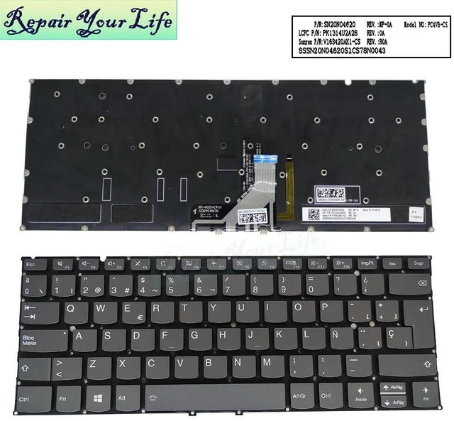 Main image of Spanish Laptop Keyboard for Yoga 920 13ISK 13IKB 920-13 PC4VB-CS Latin Spain ES Computer Keyboards Backlight with Light