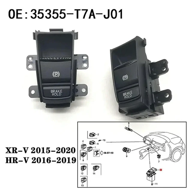 Alt view image 3 of 3 - 6X 35355-T7A-J01 For Honda HRV XRV HR-V XR-V VEZEL Electronic Automatic Hand Brake Button Parking Brake Switch