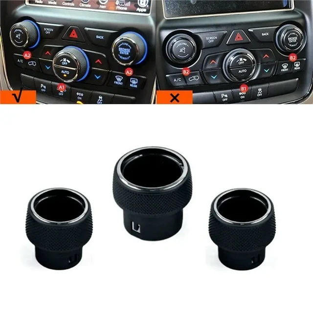 Alt view image 3 of 3 - Car Center Console Radio Switch Knob Cover AC Knobs Switch Bezel For Jeep Grand Cherokee WK2 2014-2021