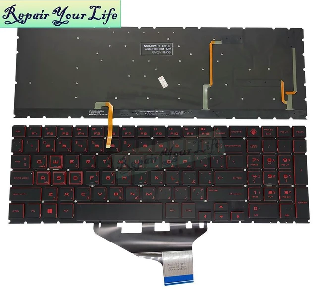 Main image of AR Arabic Backlight Keyboard For OMEN 15-DC 15-DH TPN-C144 C143 15-dc0002tx 15-DH002NR Notebook Backlit Keyboards NSK-XP1BQ