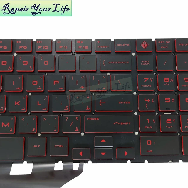 Alt view image 3 of 3 - AR Arabic Backlight Keyboard For OMEN 15-DC 15-DH TPN-C144 C143 15-dc0002tx 15-DH002NR Notebook Backlit Keyboards NSK-XP1BQ