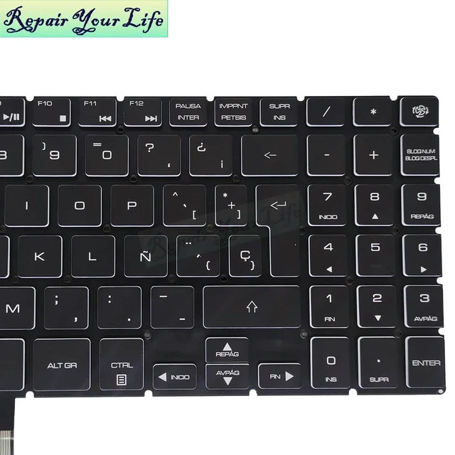 Alt view image 2 of 3 - Spanish Backlit Keyboard For Quanta NLC NLCA NLCB NLCG Notebook Keyboard Colorful Light AENLCU01010 AENLCP00010 AENLCE00010