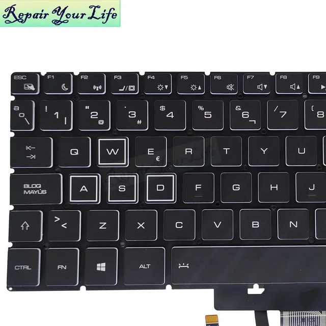 Alt view image 3 of 3 - Spanish Backlit Keyboard For Quanta NLC NLCA NLCB NLCG Notebook Keyboard Colorful Light AENLCU01010 AENLCP00010 AENLCE00010