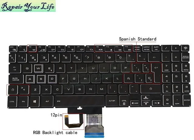 Main image of Spanish Backlit Keyboard For Quanta NLC NLCA NLCB NLCG Notebook Keyboard Colorful Light AENLCU01010 AENLCP00010 AENLCE00010