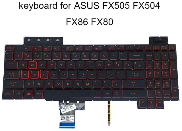 Main image of US Red Backlit Keyboard for TUF Gaming FX504 FX504GD FX504GE FX504GM FX80 FX80G FX80GE FX80GM FX80GD FZ80G ZX80G V170746ES1
