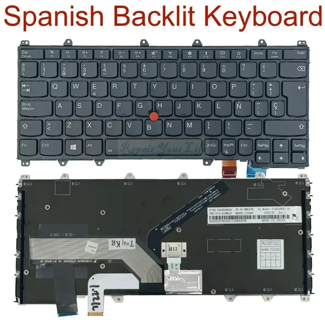 Main image of Spanish Laptop Backlit Keyboard For Yoga 260 Y370 X380, Thinkpad S1 Yoga 4th Yoga 370 Y260 ST084 01HW625 SN20P38636