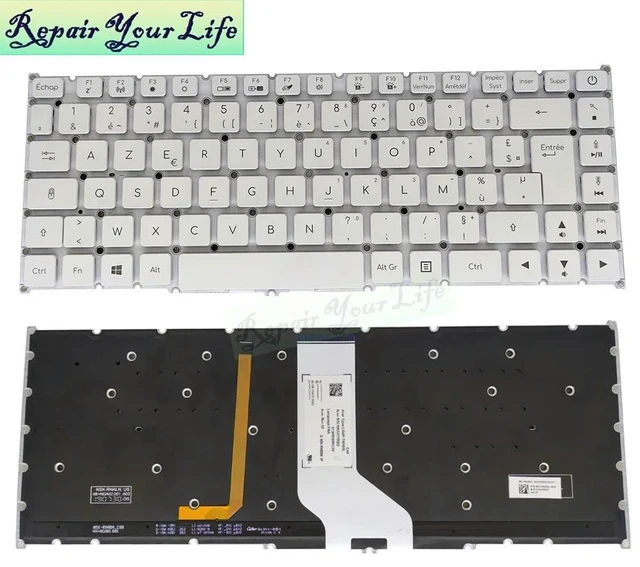 Alt view image 2 of 3 - FR French AZERTY Backlit Keyboard For ConceptD 7 CN715-71 73A9 70LR CN715-71P LG4P-T90W3L White Keycaps Backlight Keyboard