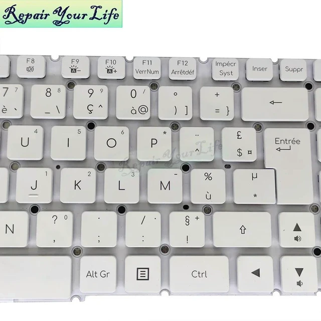 Alt view image 3 of 3 - FR French AZERTY Backlit Keyboard For ConceptD 7 CN715-71 73A9 70LR CN715-71P LG4P-T90W3L White Keycaps Backlight Keyboard
