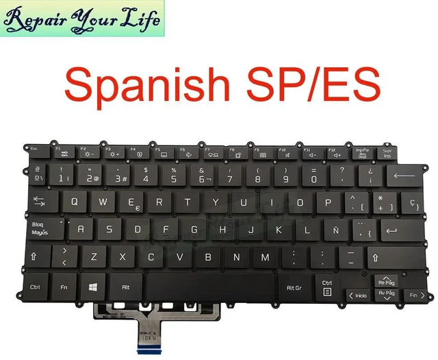 Main image of Spanish Backlit Keyboard for Gram 14Z90P-G AA54A3 AA55A1 14Z90P-K AA53A1 AA74A1 AAW3U1 AAW5U1 AAB8U1 Notebook Keyboard LATIN