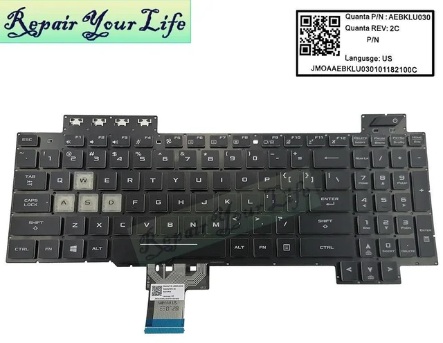 Main image of US Backlit Laptop Keyboard for Tuf Gaming FX505 FX505GT FX505GM FX505GE FX505GD FX505G FX505DT FX86 English AEBKLU030