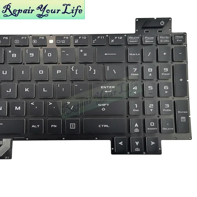 Alt view image 3 of 3 - US Backlit Laptop Keyboard for Tuf Gaming FX505 FX505GT FX505GM FX505GE FX505GD FX505G FX505DT FX86 English AEBKLU030