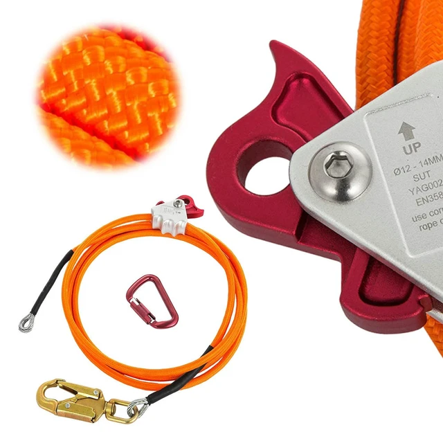 Alt view image 3 of 3 - 1/2In X 10ft Steel Wire Core Flipline Kit Adjustable Positioning Rope Arborist Tree Climbers Flip Line Climbing Tree Equipment