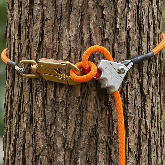 Alt view image 2 of 3 - 1/2In X 10ft Steel Wire Core Flipline Kit Adjustable Positioning Rope Arborist Tree Climbers Flip Line Climbing Tree Equipment
