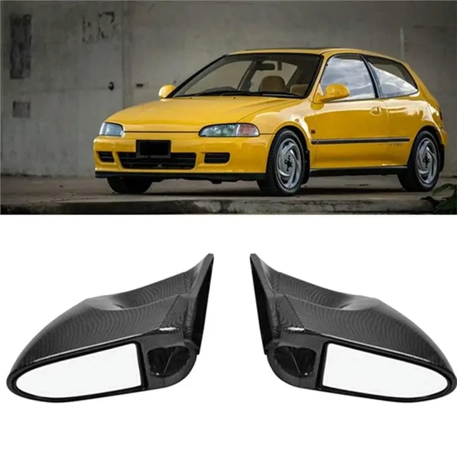 Alt view image 2 of 3 - Car Door Side View Mirror Manual Adjustable 1992-1995 For Civic EG 2 Door Rearview Mirror Carbon Fiber Look