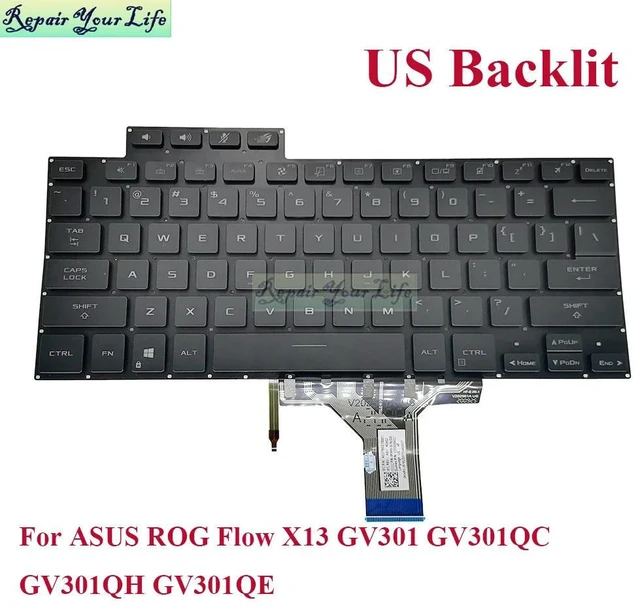 Main image of US Backlit Keyboard for ROG Flow X13 GV301 GV301QC GV301QH GV301QE Gaming Laptop Keyboards Backlight V202526AS1 2619US00
