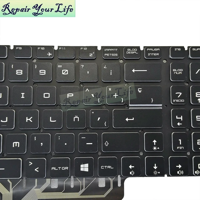 Alt view image 3 of 3 - RGB Backlit Spain Spanish Keyboard For GS75 GP75 GL75 GF75 GE75 GP65 GT76 MS-17E1 MS-17E2 Colorful Backlight Latin Keyboards