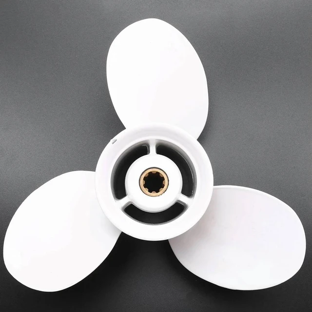 Main image of 2X Ship Engine Outboard Propeller 3-Bladed Rotary Paddle 683-45941-00-El 9 1/4 X 12 For 9.9-15Aluminum White