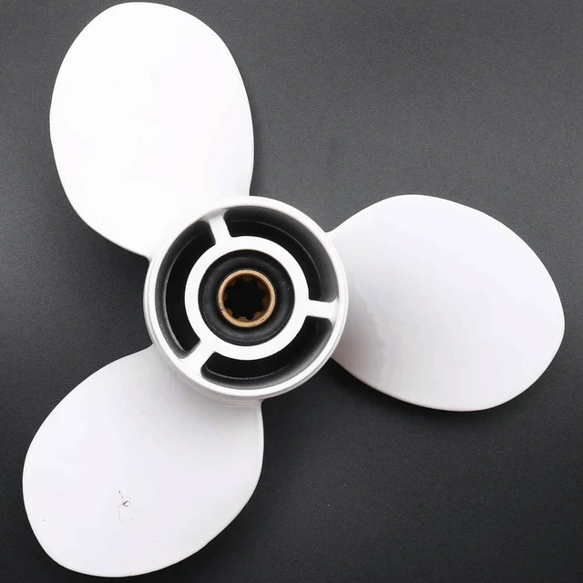 Alt view image 2 of 3 - 2X Ship Engine Outboard Propeller 3-Bladed Rotary Paddle 683-45941-00-El 9 1/4 X 12 For 9.9-15Aluminum White