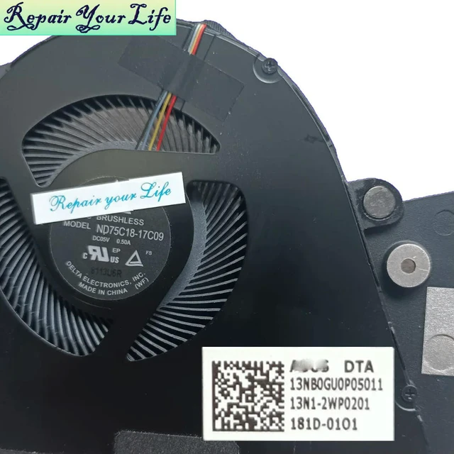 Alt view image 3 of 3 - Laptop Cooling Fan for ROG Zephyrus GX501 GX501V GX501VI GX501VSK ND75C18-17C09 Notebook PC VGA Cooler Radiator CPU GPU 5V