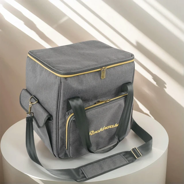 Alt view image 3 of 3 - Vinyl Records Carrying Bag Large Capacity Waterproof Record Bag Multi-Pocket Thicken Padded CD Bag for Music Lovers Gift