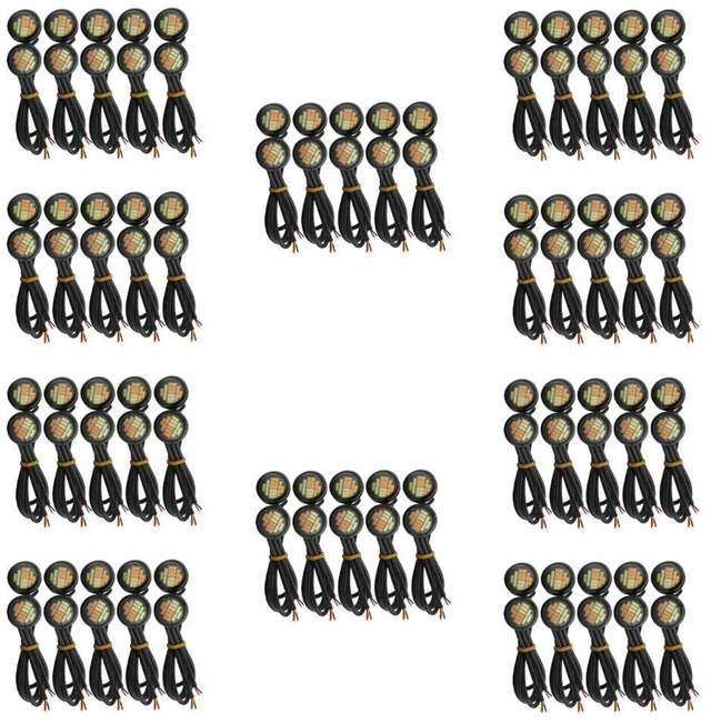 Alt view image 2 of 3 - 100 Pcs 12V 23Mm Dual Color Switchback 4014 Smd 12 LED Drl Eagle Eye Daytime Light Car Motor Turn Lights