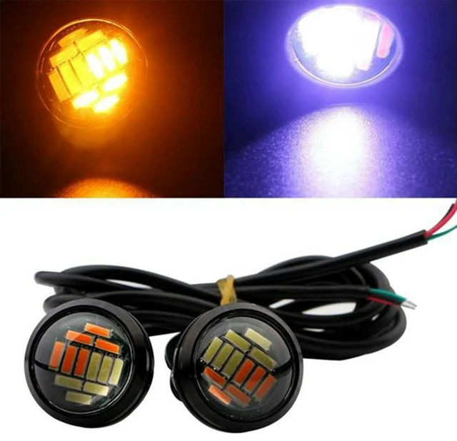 Alt view image 3 of 3 - 100 Pcs 12V 23Mm Dual Color Switchback 4014 Smd 12 LED Drl Eagle Eye Daytime Light Car Motor Turn Lights
