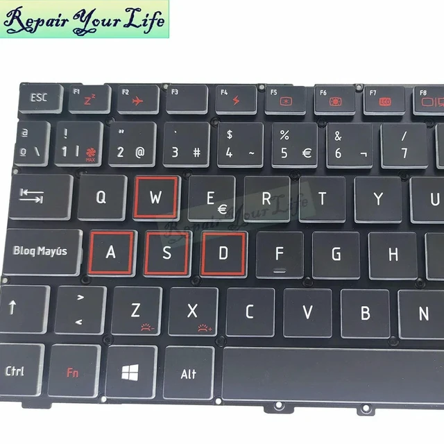 Alt view image 2 of 3 - Spanish Keyboard Backlight For SabrePro 15 15-W8 15-W Gaming Laptop Backlit Keyboards SP/ES Latin Computer Parts