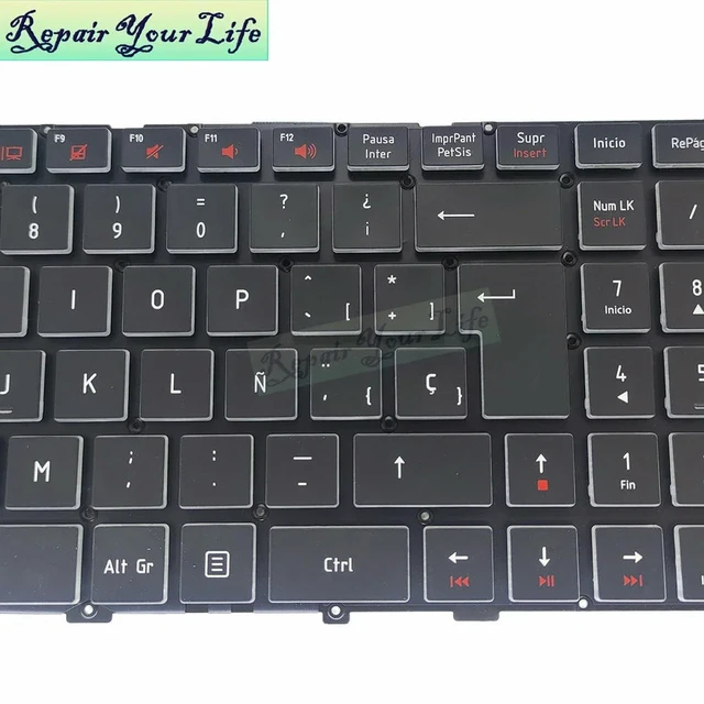 Alt view image 3 of 3 - Spanish Keyboard Backlight For SabrePro 15 15-W8 15-W Gaming Laptop Backlit Keyboards SP/ES Latin Computer Parts