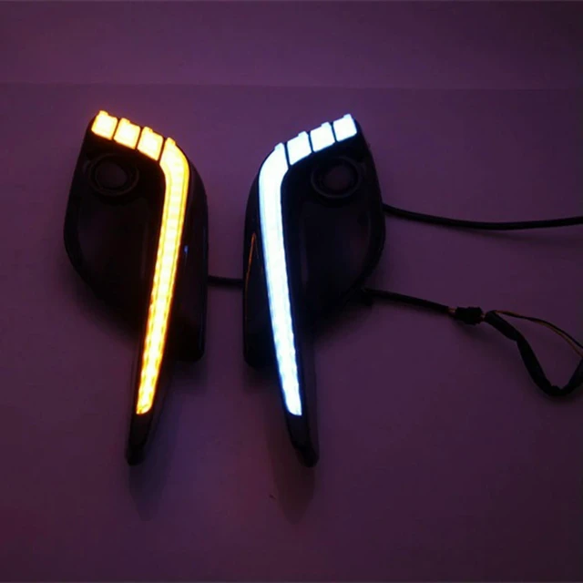 Alt view image 3 of 3 - 1 Pair LED Daytime Running Light Dynamic White & Amber Turn Signal DRL Fog Lamp For Mazda 3 Axela 2017 2018