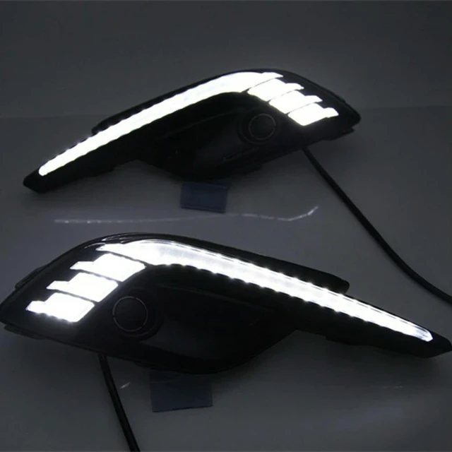 Alt view image 2 of 3 - 1 Pair LED Daytime Running Light Dynamic White & Amber Turn Signal DRL Fog Lamp For Mazda 3 Axela 2017 2018