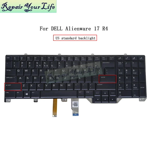 Alt view image 2 of 3 - US Backlit Keyboard for 17 R4 17 R5 P31E English Laptop Keyboard Backlight 0CF2YW PK131QB1A01 NSK-EE0BC