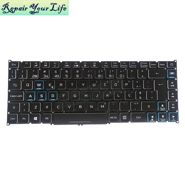 Alt view image 2 of 3 - Abnt2 Brazil Portuguese RGB Backlit Keyboard For Predator Triton 500 PT515-52 75L8 709g 73L3 BRA PT-BR Teclado LG04P-P90B3L