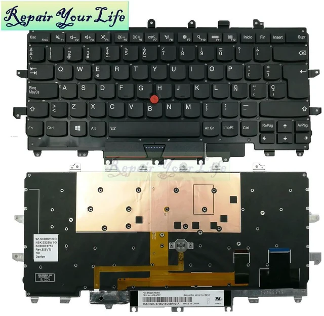 Main image of Spanish Laptop Keyboard For Thinkpad Carbon X1 Gen 4 4th 2016 SP LA Layout with Backlit Keyboard Red Pointing 00PA707