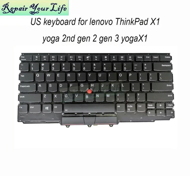 Main image of US English Keyboards for ThinkPad X1 Yoga 2nd Gen 2 3rd Gen 3 YOGA X1 SM10P95359 RVWV-84US Trackpoint Keyboard Backlight