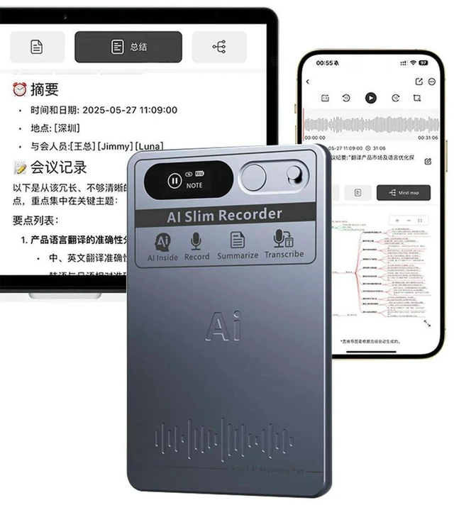 Main image of Digital Voice Recorder with Real-Time Transcription & Translation Audio Recorder Audio Recording Device for Lectures Meetings