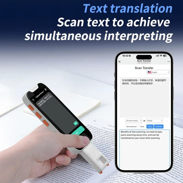 Alt view image 3 of 3 - 1500mA Foldable Scan Translator Pens with Lanyard Online/Offline Translator Pen Multi-Functional for Language Learners
