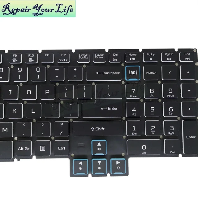 Alt view image 2 of 3 - US/UI RGB Backlit Keyboard for Predator Helios 700 (PH717-71) 17.3" Gaming Notebook Keyboard English Colorful Backlight