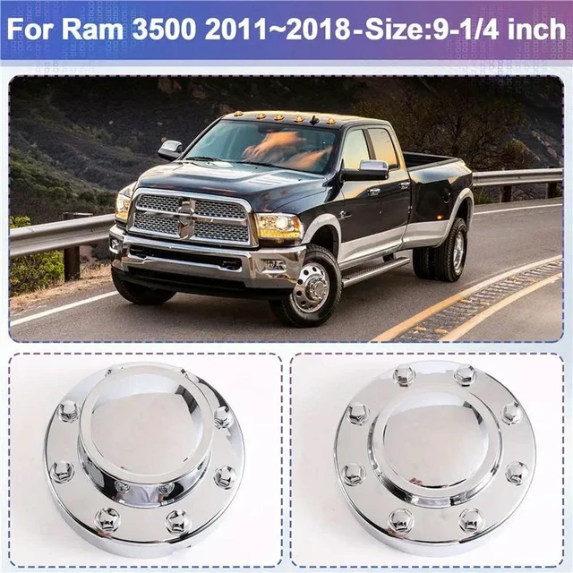 Alt view image 3 of 3 - Front& Rear Wheel Center Hub Caps Cover Chrome Dually 68081010AA, 68081015AC For Dodge Ram 3500 2011-2018