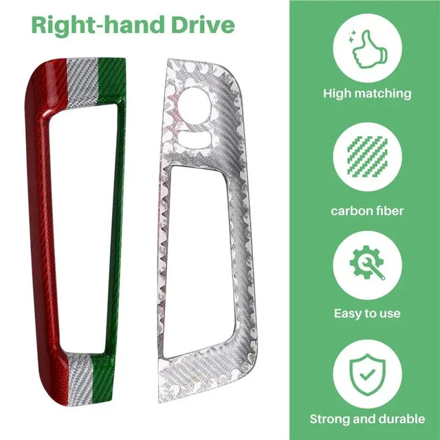 Alt view image 2 of 3 - Carbon Fiber Sticker Car Rearview Mirror Adjustment Switch Trim For Fiat 500 Abarth 595 695 2012-2024 RHD